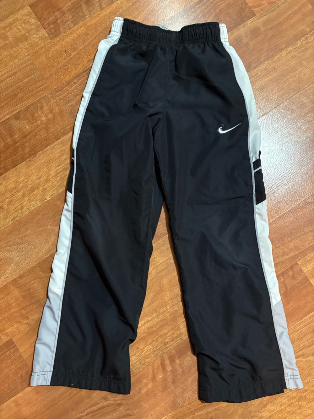 Nike Black Track Pants with White Side Panels Boys Size 8